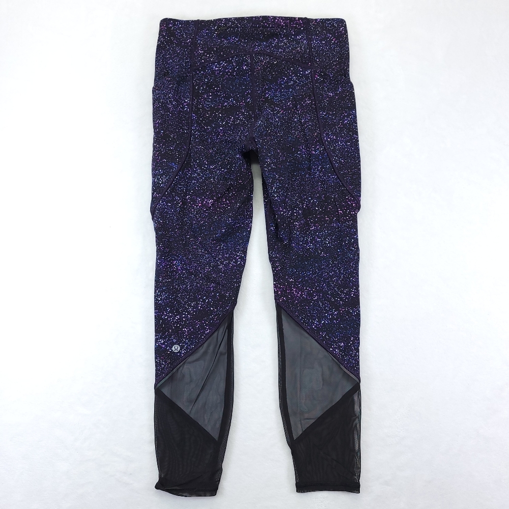 Lululemon Size 8 Purple Crystalline Gait Keeper 7/8 Tight Leggings Pant Mesh